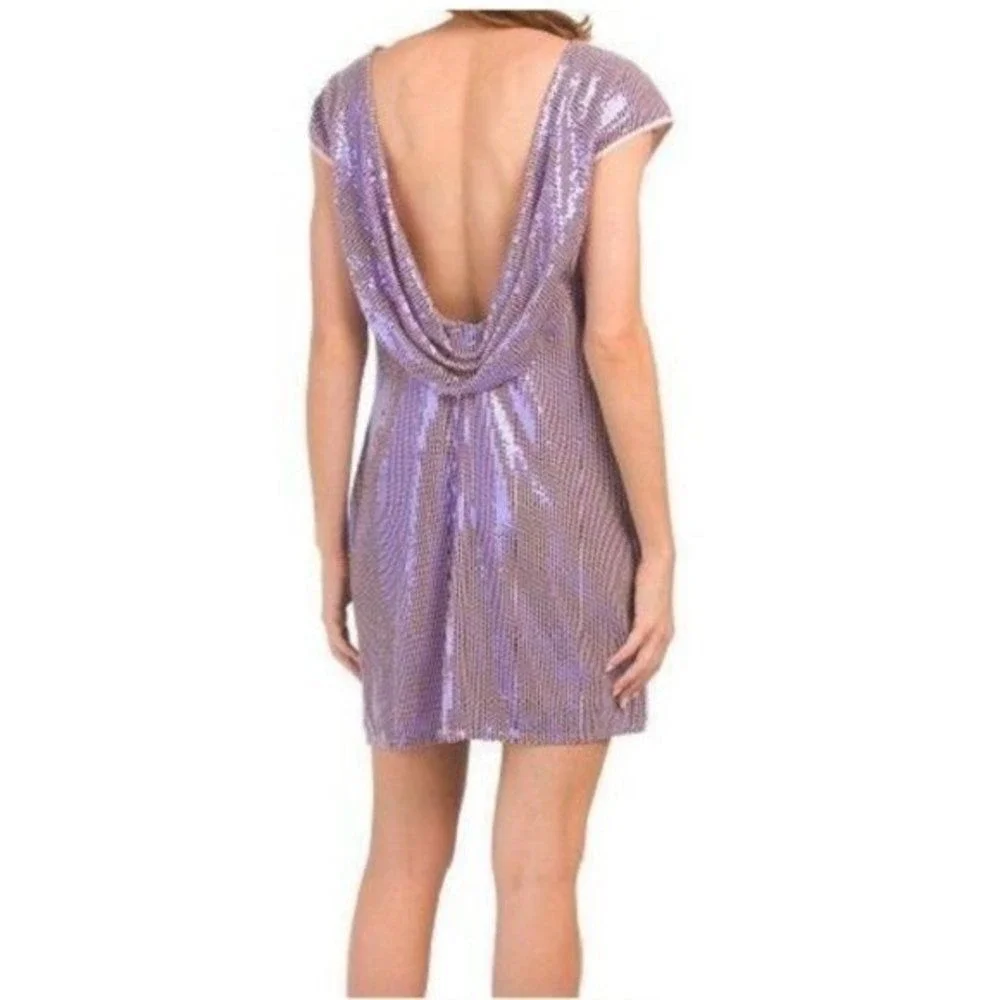 SHO‎ by Tadashi Shoji Cap Sleeves Sequin Women's Mini Dress in Purple Sz XXS
